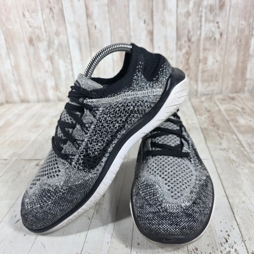 Nike Free RN Flyknit 2018 Womens Black White Running Shoes 942839-001